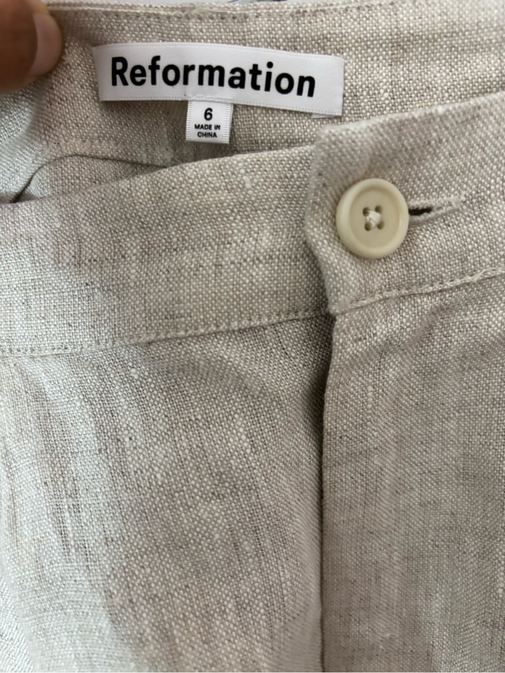 Reformation Mason Linen Pants Oatmeal Beige High Waisted Wide Leg Pleated Size 6 - Picture 8 of 12
